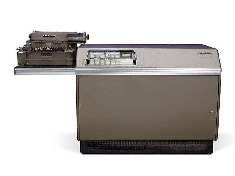 LGP-30 computer in 1956 with a TTY attached to it